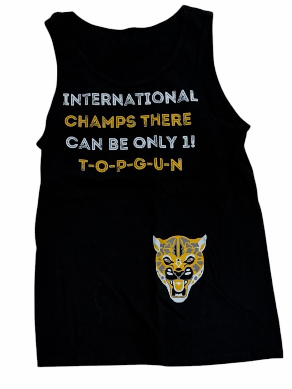 Top Gun Allstar Cheer Team Unisex Black Sleeveless T-Shirt in small